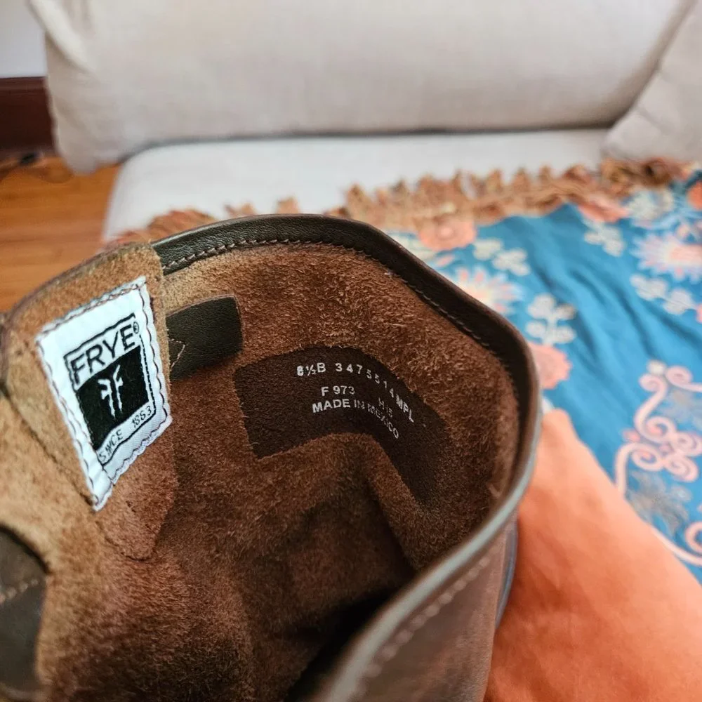 Frye Brown Leather Ankle Harness Boots